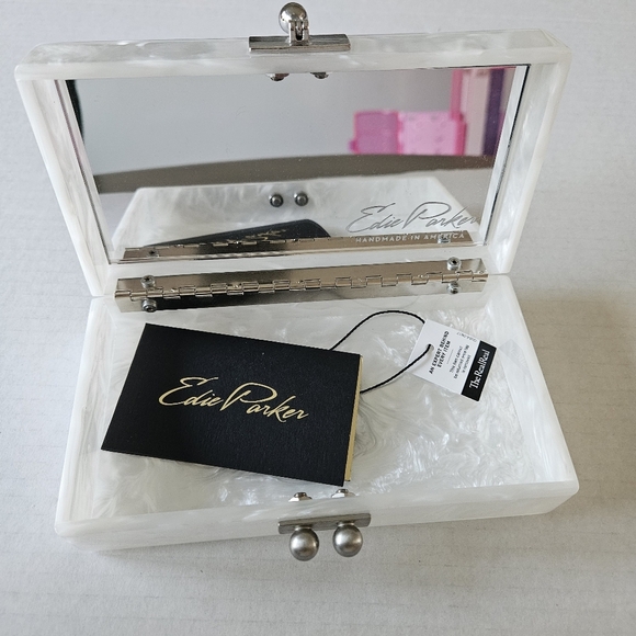 Edie Parker White Pearlescent Mrs. Bridal Slim Jean Box Clutch - Picture 11 of 16